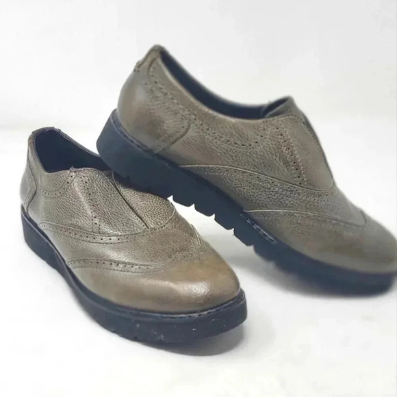 Bussola Liverpool Libby Oxford Shoes Khaki Womens Size 36 US 5.5 Slip On Loafers - Picture 1 of 11